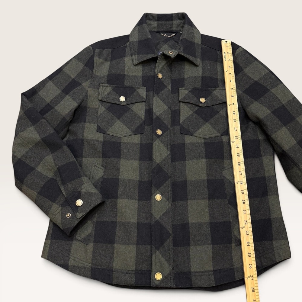 Pendleton Mens Green Black Buffalo Plaid Quilted Wool Blend Shirt Jacket Large